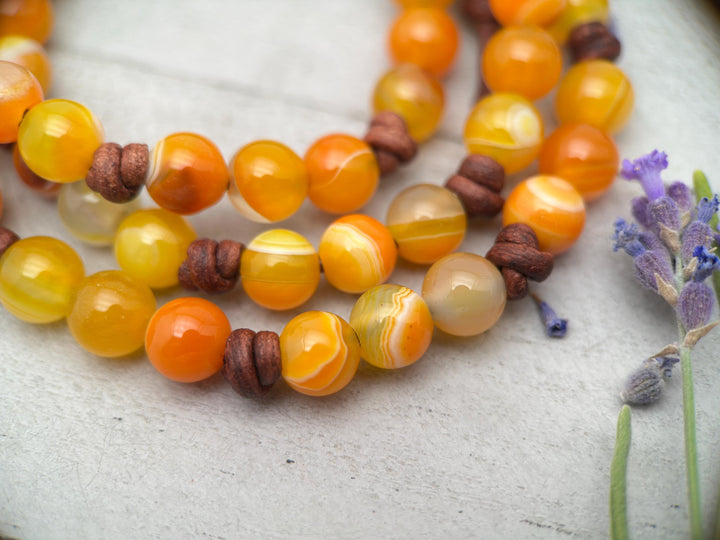 Sardonyx and Leather Stacking Bracelet - August Birthstone Jewelry - Limited Edition - SunlightSilver