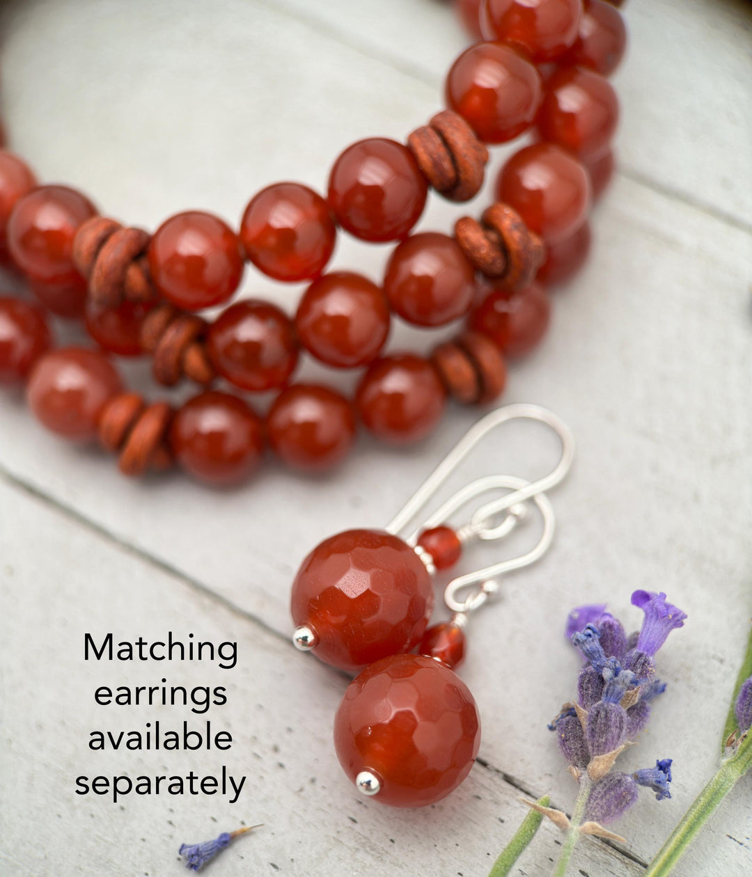 Orange Carnelian and Leather Stacking Bracelet - SunlightSilver