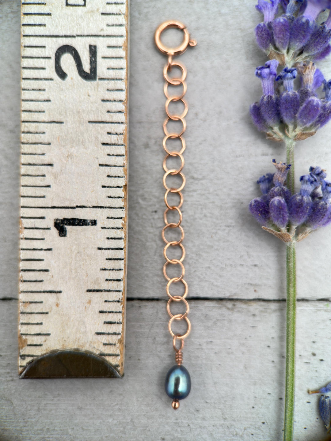 14k Rose Gold Filled Jewelry Extender with Peacock Pearl | Necklace & Bracelet Length Extension | Layered Necklace De-tangler - SunlightSilver