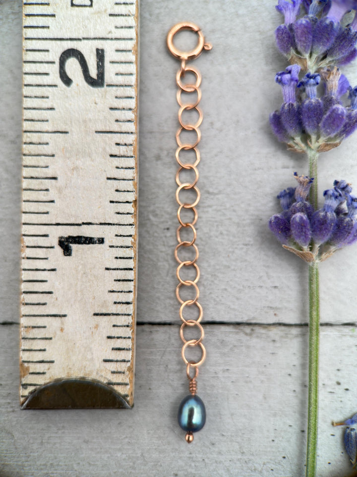 14k Rose Gold Filled Jewelry Extender with Peacock Pearl | Necklace & Bracelet Length Extension | Layered Necklace De-tangler - SunlightSilver