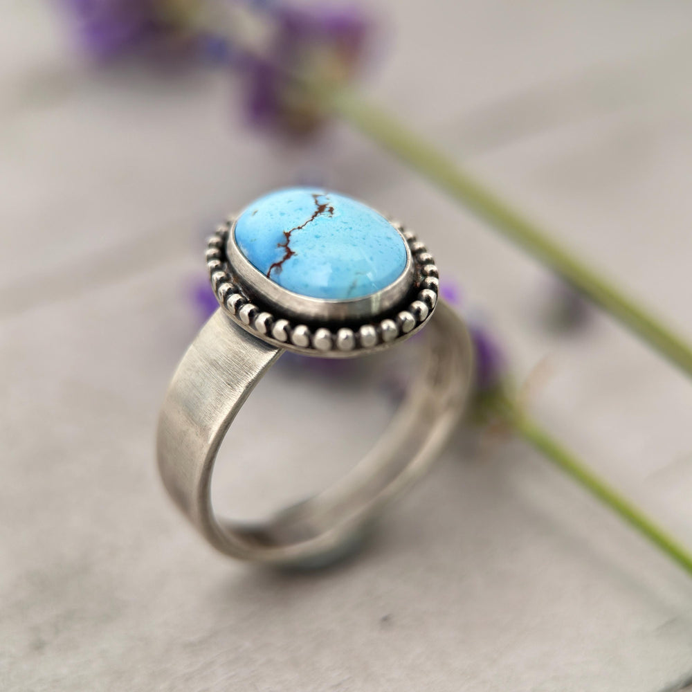 Golden Hills Turquoise Ring | Rare Pastel Blue & Lavender Turquoise in Sterling Silver, Size 8 - SunlightSilver