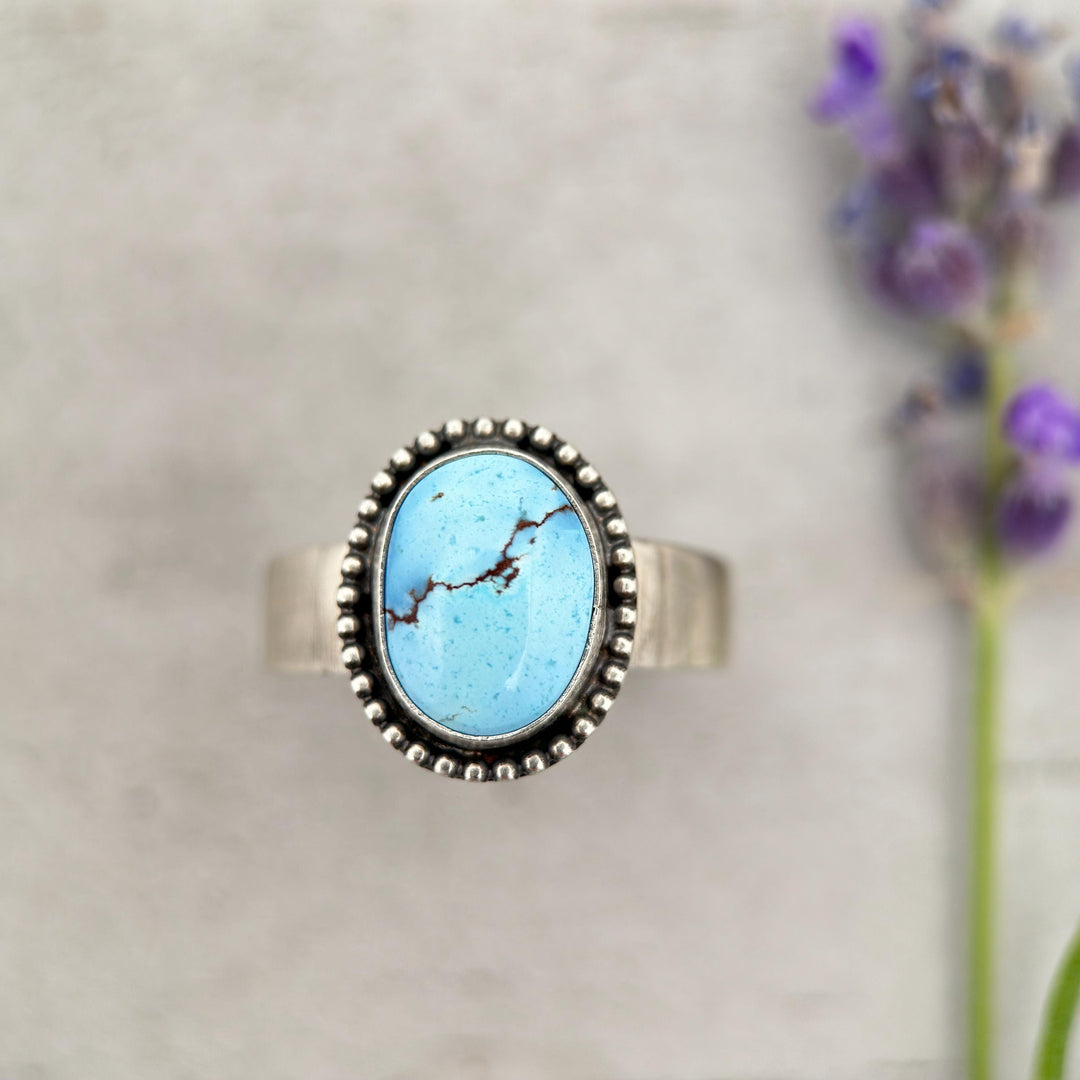 Golden Hills Turquoise Ring | Rare Pastel Blue & Lavender Turquoise in Sterling Silver, Size 8 - SunlightSilver