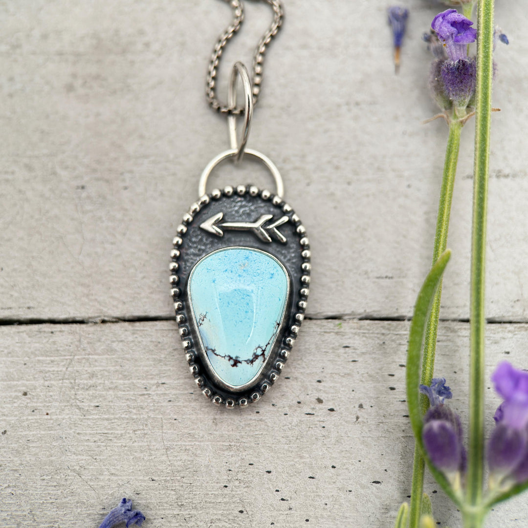 Golden Hills Turquoise Pendant | Sterling Silver Protective Arrow Jewelry - SunlightSilver