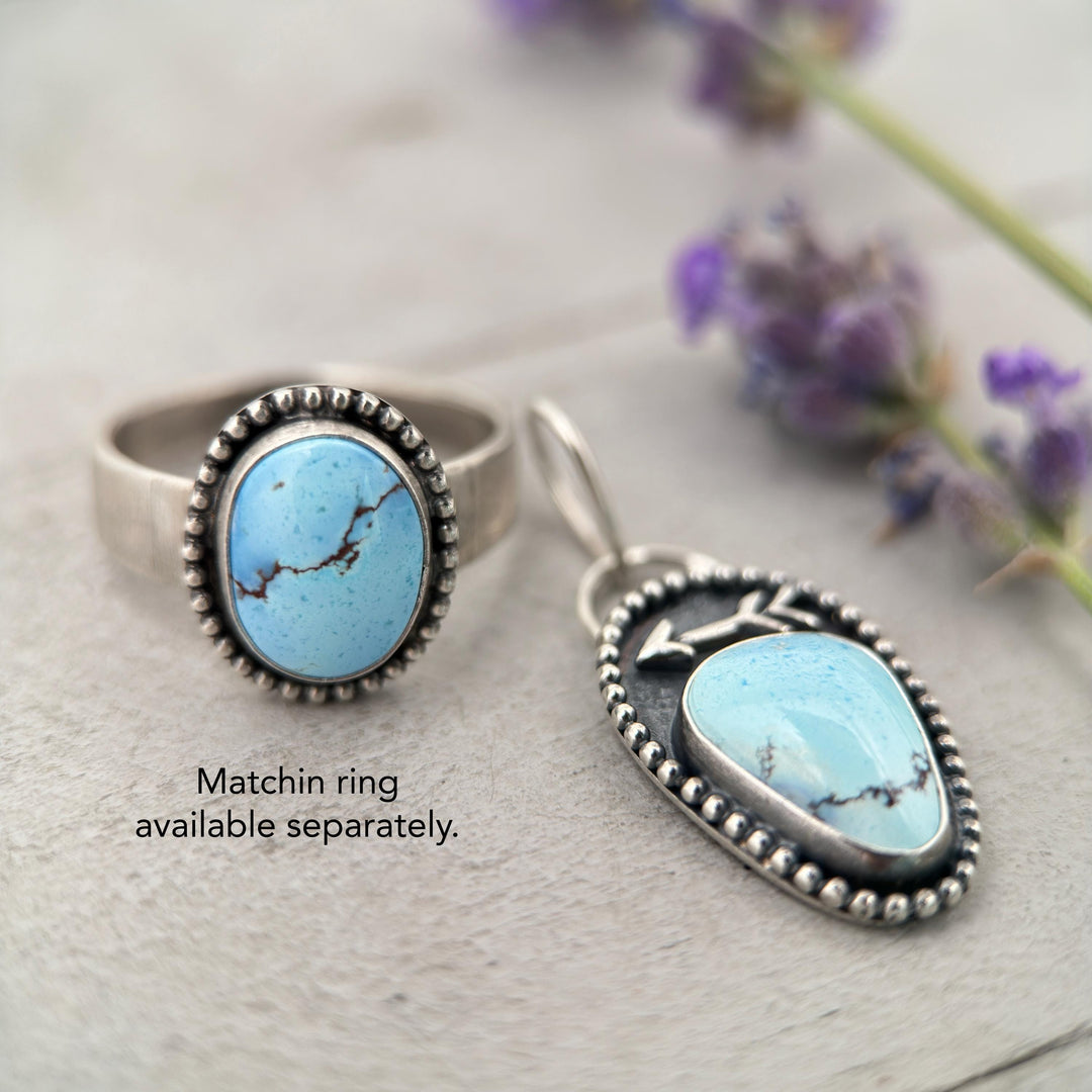 Golden Hills Turquoise Pendant | Sterling Silver Protective Arrow Jewelry - SunlightSilver
