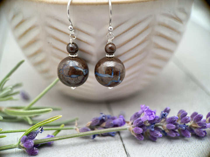 Australian Boulder Opal and Sterling Silver Earrings - SunlightSilver
