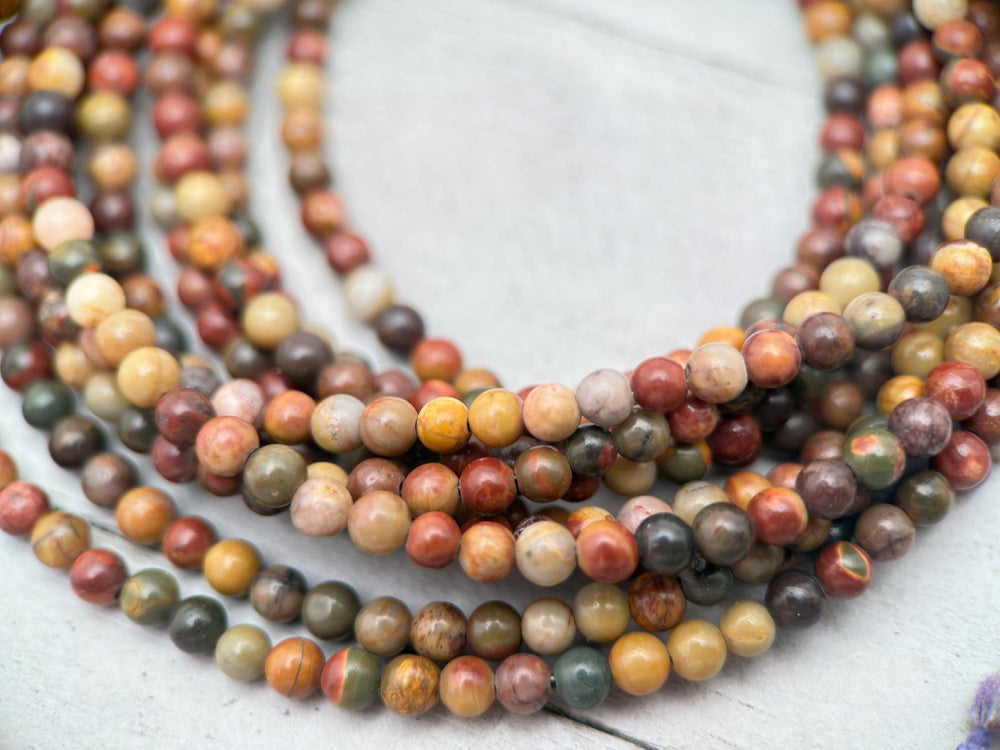 Red Cherry Creek Jasper and Sterling Silver Necklace - 4mm Beaded Montana Gemstone Necklace - SunlightSilver
