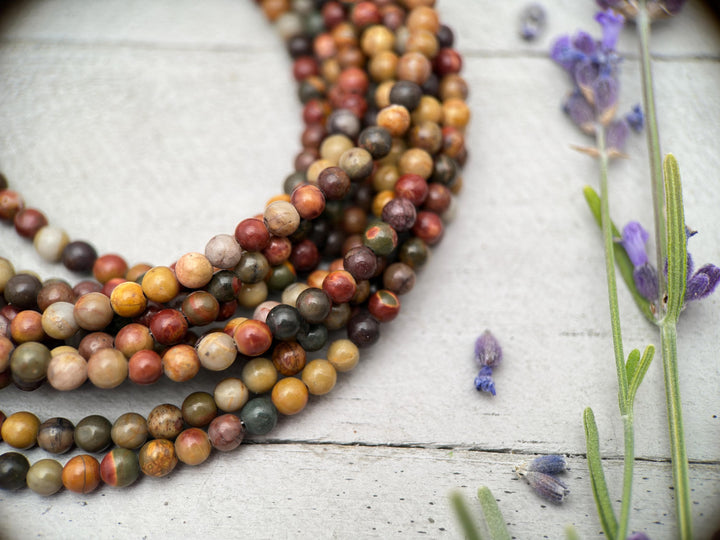 Red Cherry Creek Jasper and Sterling Silver Necklace - 4mm Beaded Montana Gemstone Necklace - SunlightSilver