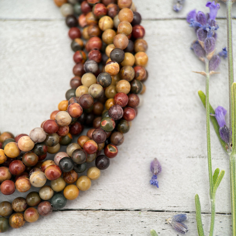 Red Cherry Creek Jasper and Sterling Silver Necklace - 4mm Beaded Montana Gemstone Necklace - SunlightSilver