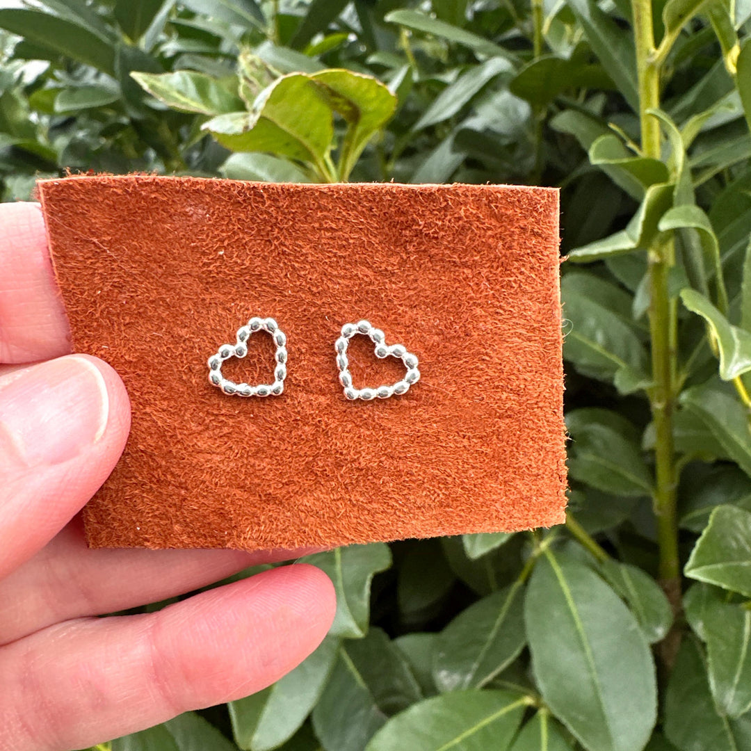 Heart Stud Earrings in Solid 925 Sterling Silver - SunlightSilver