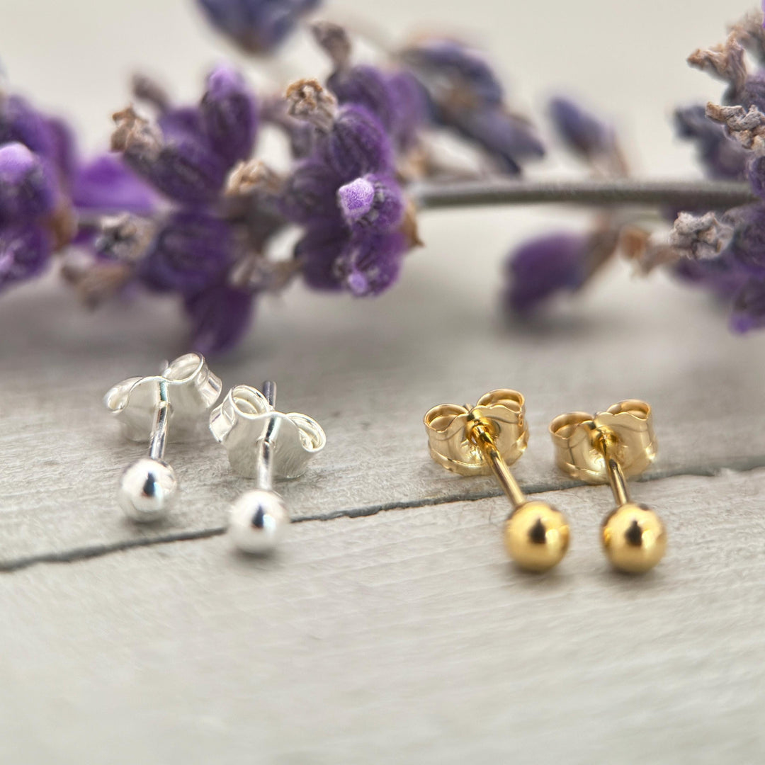 Ball Stud Earrings in Solid 925 Sterling Silver - SunlightSilver