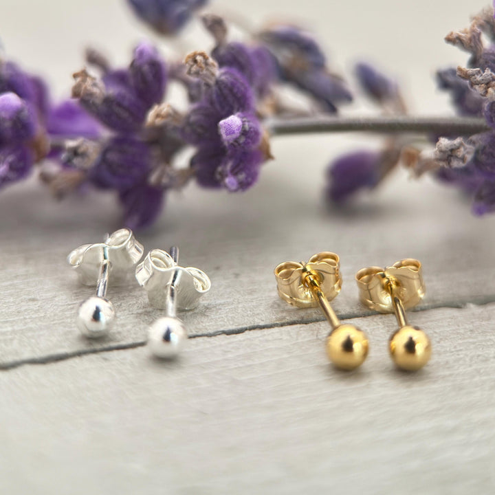 Ball Stud Earrings in Solid 925 Sterling Silver - SunlightSilver