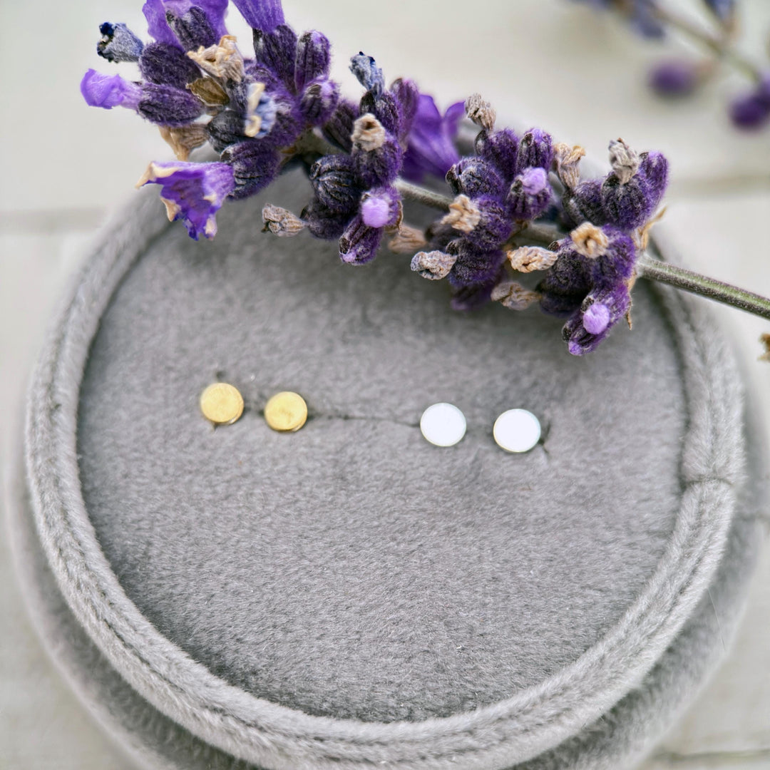 Dot Stud Earrings in Solid 925 Sterling Silver - SunlightSilver