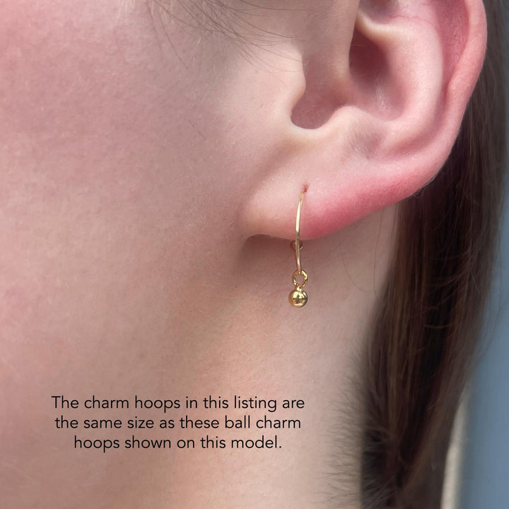 Star Charm Hoop Earrings Available in Solid 925 Sterling Silver, 14k Yellow or Rose Gold Fill - SunlightSilver