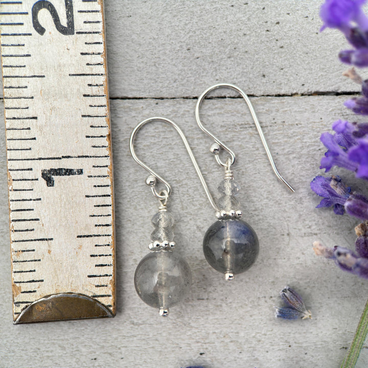 Glowing Labradorite and Sterling Silver Earrings - Aurora Borealis Northern Lights Stone - SunlightSilver