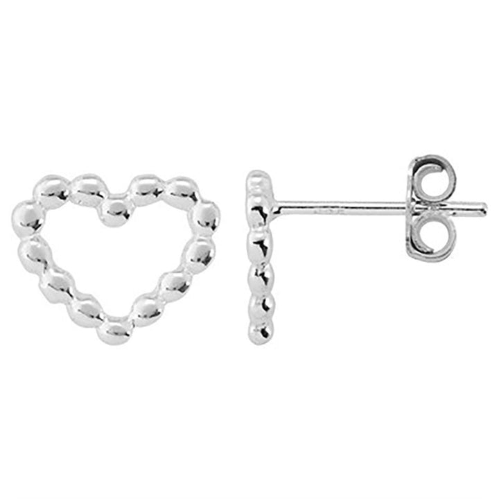 Heart Stud Earrings in Solid 925 Sterling Silver - SunlightSilver