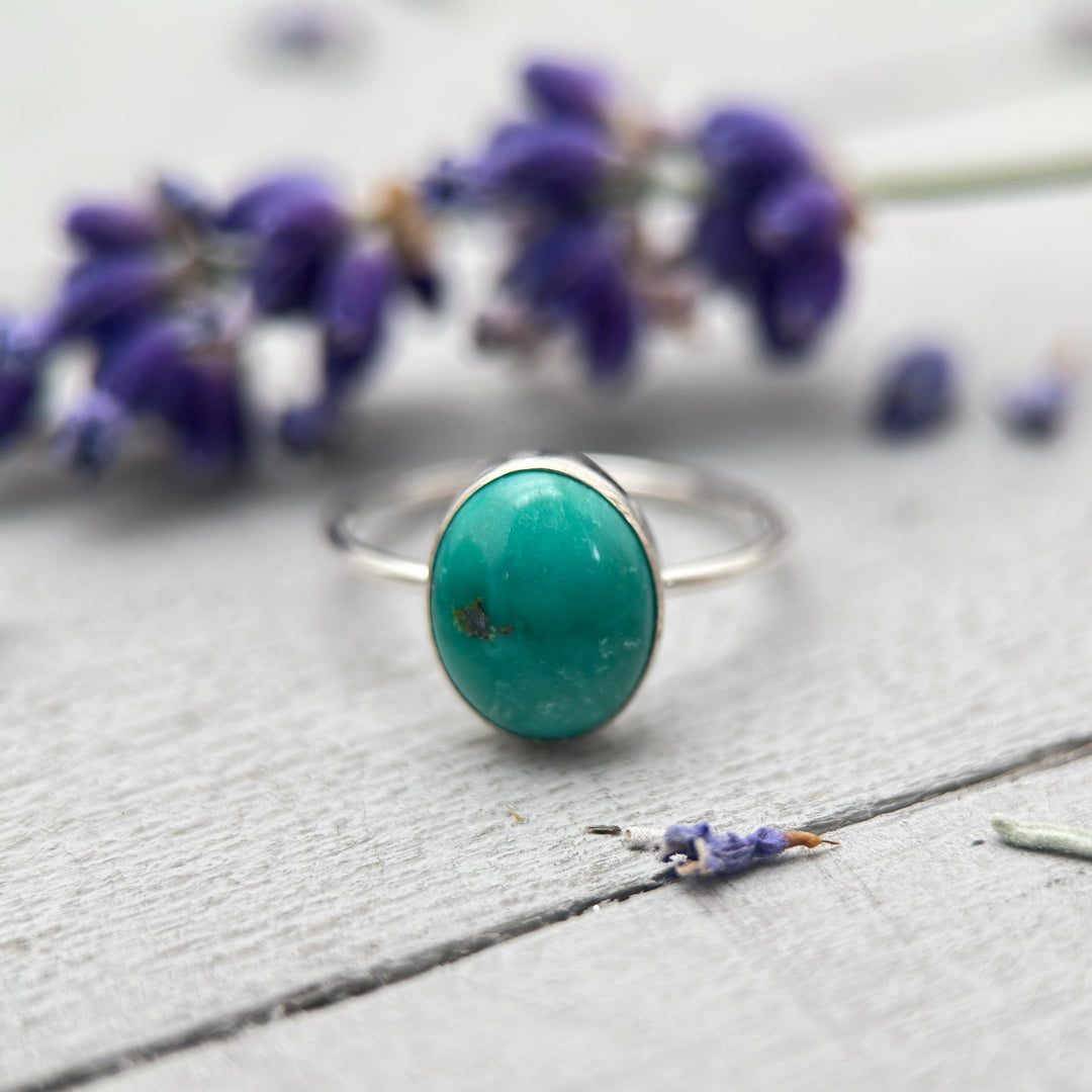 Dainty Turquoise 925 Sterling Silver Stacking Ring - Minimalist Jewelry, Southwestern - Handmade in USA - SunlightSilver