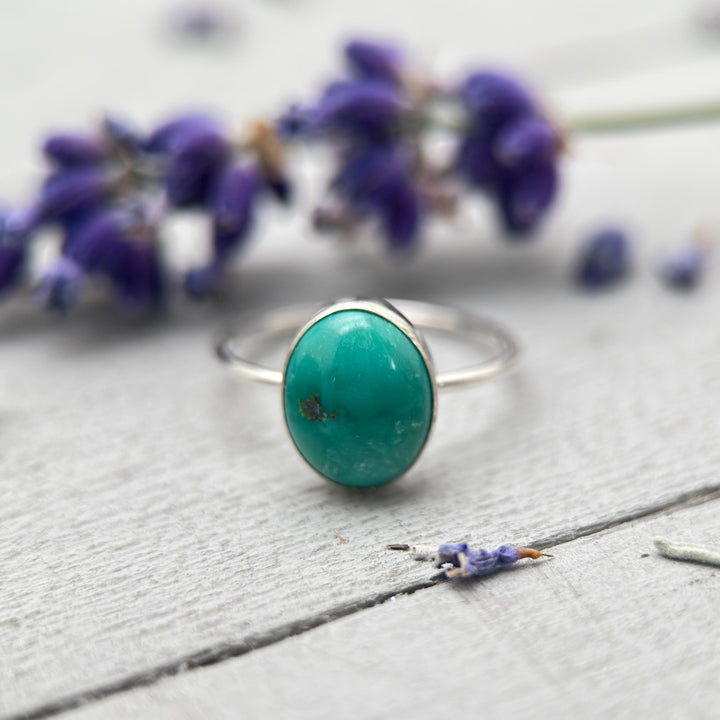 Dainty Turquoise 925 Sterling Silver Stacking Ring - Minimalist Jewelry, Southwestern - Handmade in USA - SunlightSilver
