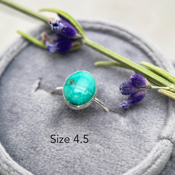 Dainty Turquoise 925 Sterling Silver Stacking Ring - Minimalist Jewelry, Southwestern - Handmade in USA - SunlightSilver