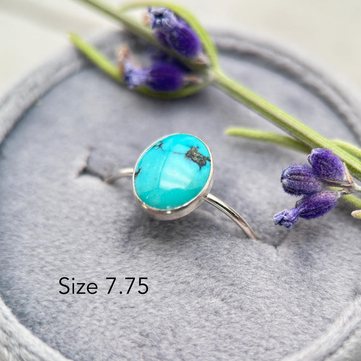 Dainty Turquoise 925 Sterling Silver Stacking Ring - Minimalist Jewelry, Southwestern - Handmade in USA - SunlightSilver