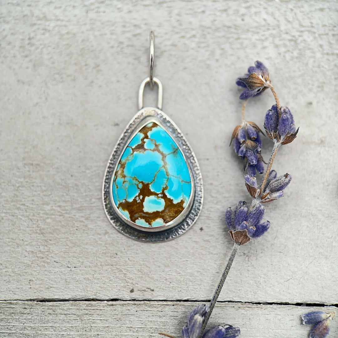 Number 8 Turquoise Pendant – Solid 925 Sterling Silver - Famous Nevada American Mine - Made in the USA - SunlightSilver