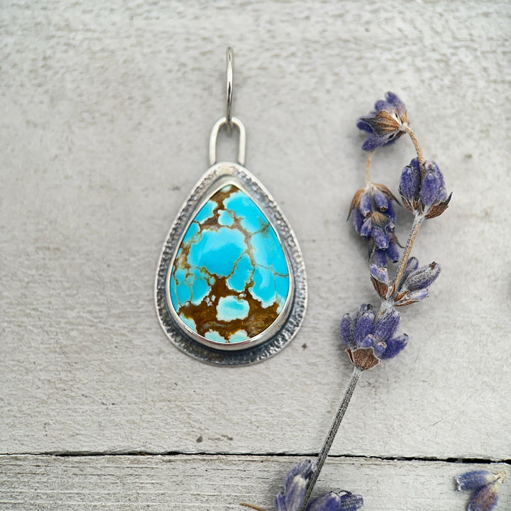 Number 8 Turquoise Pendant – Solid 925 Sterling Silver - Famous Nevada American Mine - Made in the USA - SunlightSilver