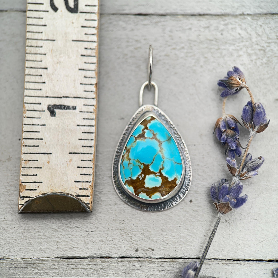 Number 8 Turquoise Pendant – Solid 925 Sterling Silver - Famous Nevada American Mine - Made in the USA - SunlightSilver