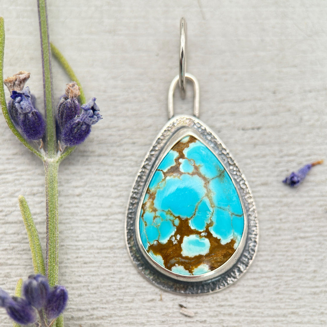 Number 8 Turquoise Pendant – Solid 925 Sterling Silver - Famous Nevada American Mine - Made in the USA - SunlightSilver