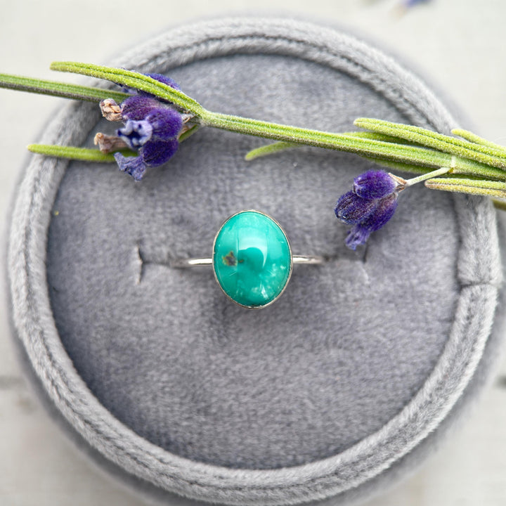 Dainty Turquoise 925 Sterling Silver Stacking Ring - Minimalist Jewelry, Southwestern - Handmade in USA - SunlightSilver