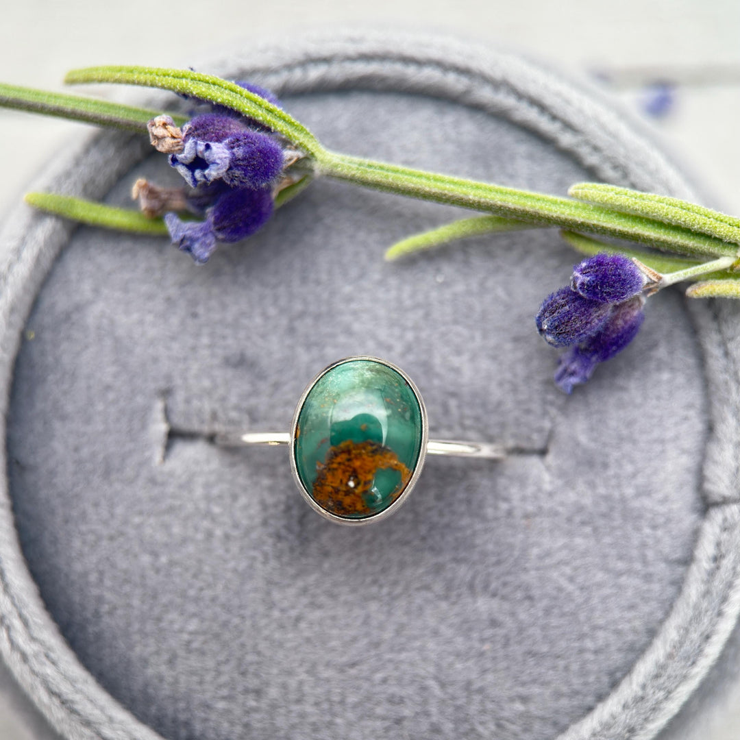 Dainty Turquoise 925 Sterling Silver Stacking Ring - Minimalist Jewelry, Southwestern - Handmade in USA - SunlightSilver