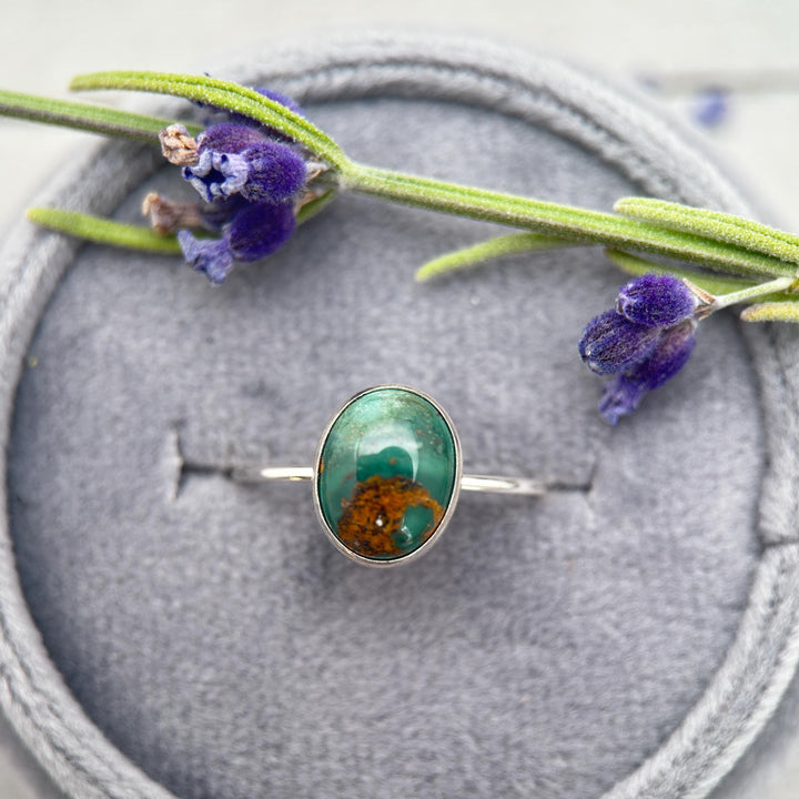 Dainty Turquoise 925 Sterling Silver Stacking Ring - Minimalist Jewelry, Southwestern - Handmade in USA - SunlightSilver