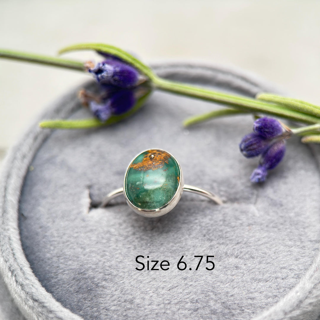 Dainty Turquoise 925 Sterling Silver Stacking Ring - Minimalist Jewelry, Southwestern - Handmade in USA - SunlightSilver