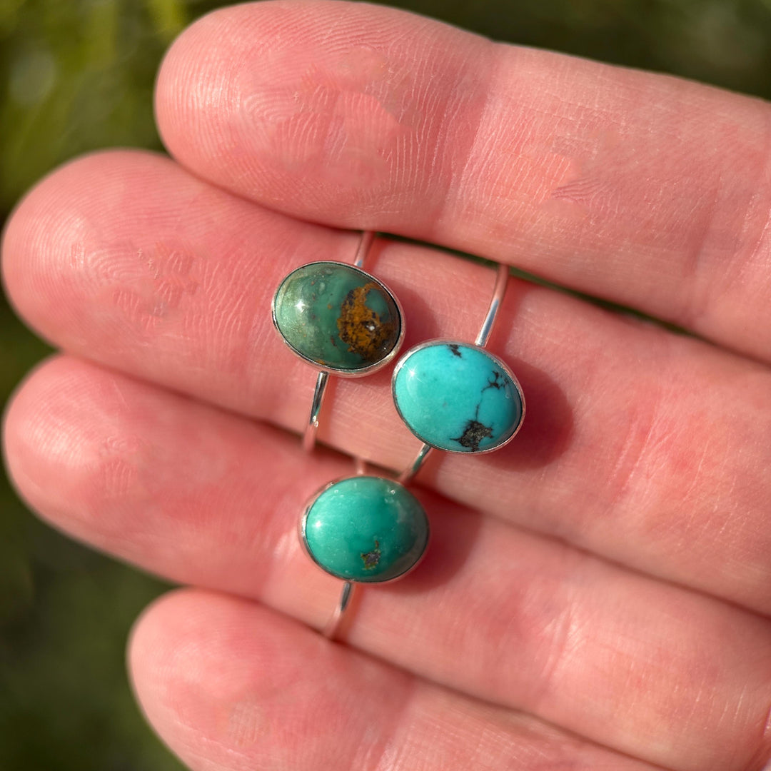 Dainty Turquoise 925 Sterling Silver Stacking Ring - Minimalist Jewelry, Southwestern - Handmade in USA - SunlightSilver