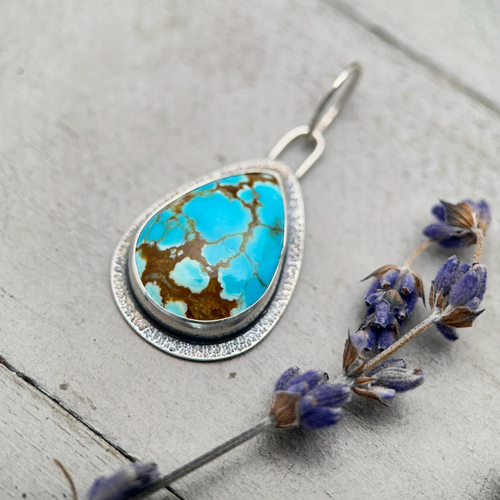 Number 8 Turquoise Pendant – Solid 925 Sterling Silver - Famous Nevada American Mine - Made in the USA - SunlightSilver
