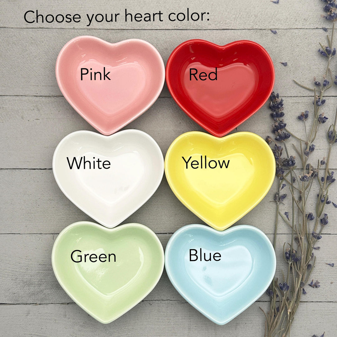 Personalized Heart Ring Dish | Custom Name Saying | Engraved Ceramic Jewelry Trinket Tray | Ring Holder Gift for Her - SunlightSilver