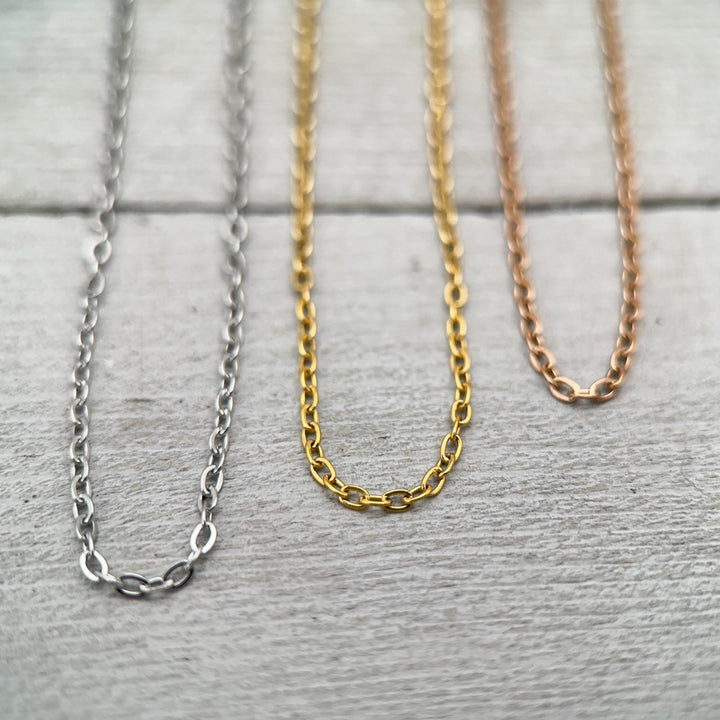 Stainless Steel Chain 16", 18", or 20" Length - Dainty Feminine Layering - Silver Gold Rose - 316L Surgical Grade Hypoallergenic Non-Tarnish - SunlightSilver