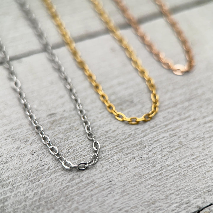 Stainless Steel Chain 16", 18", or 20" Length - Dainty Feminine Layering - Silver Gold Rose - 316L Surgical Grade Hypoallergenic Non-Tarnish - SunlightSilver