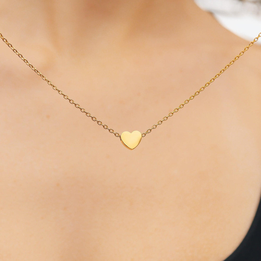 Personalized Heart Necklace • Engraved Stainless Steel Slider Pendant • Custom Name, Date or Symbol • Gold or Silver • USA Made Gift - SunlightSilver