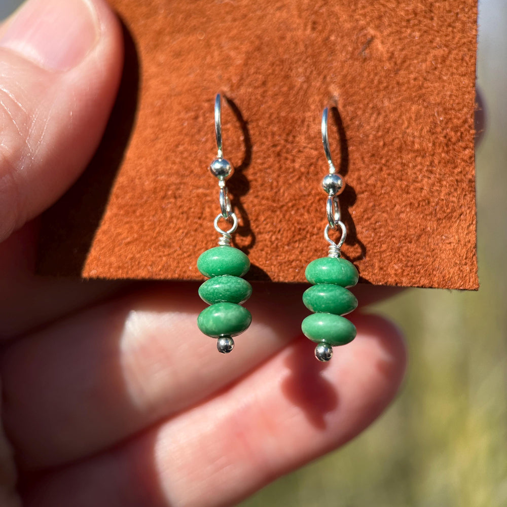 Candy Apple Green Lucin Variscite and Solid 925 Sterling Silver Earrings - SunlightSilver