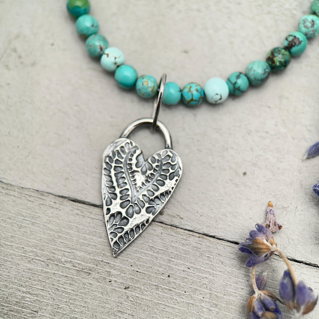 Silver Heart Pendant - Stamped Textured Layering Jewelry - Solid 925 Sterling Silver - Gift for Her - SunlightSilver