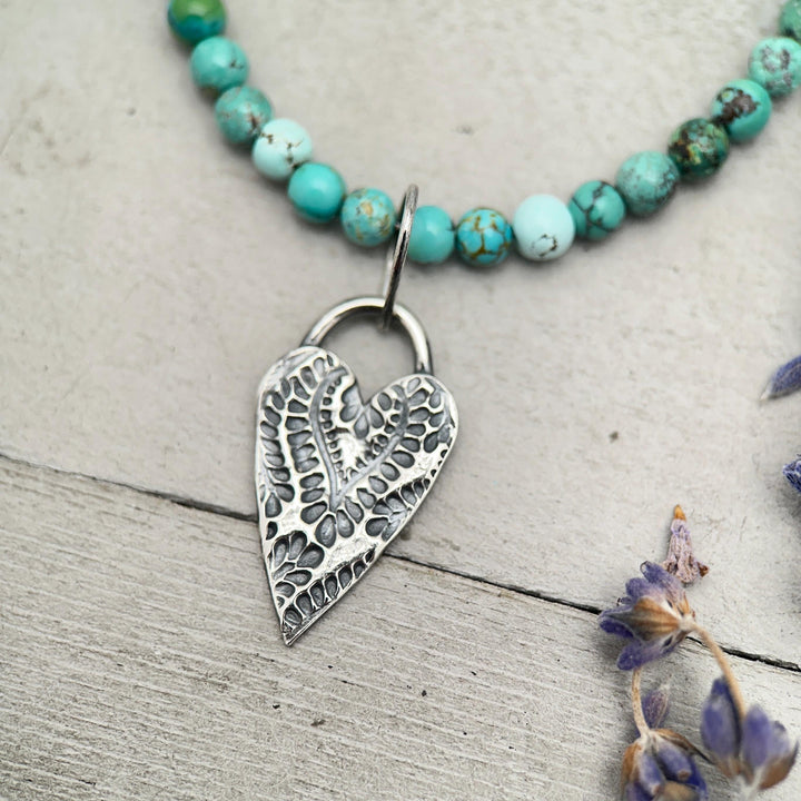 Silver Heart Pendant - Stamped Textured Layering Jewelry - Solid 925 Sterling Silver - Gift for Her - SunlightSilver