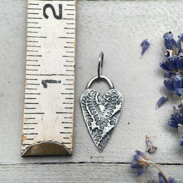 Silver Heart Pendant - Stamped Textured Layering Jewelry - Solid 925 Sterling Silver - Gift for Her - SunlightSilver
