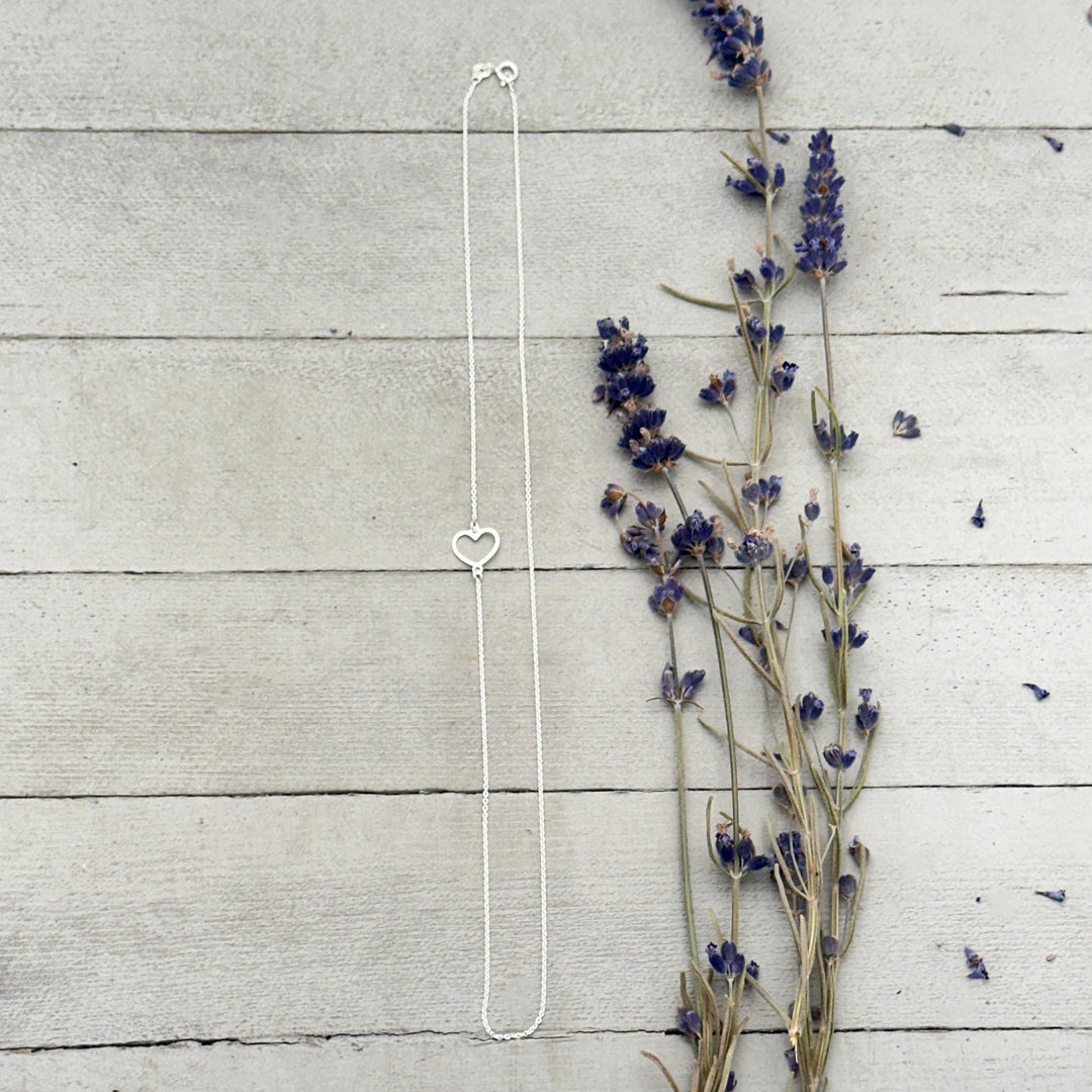 Shiny Sterling Silver Asymmetrical Heart Chain Necklace – 1mm Wide, 18" Length - Italian Solid 925 Sterling Silver Chains - SunlightSilver