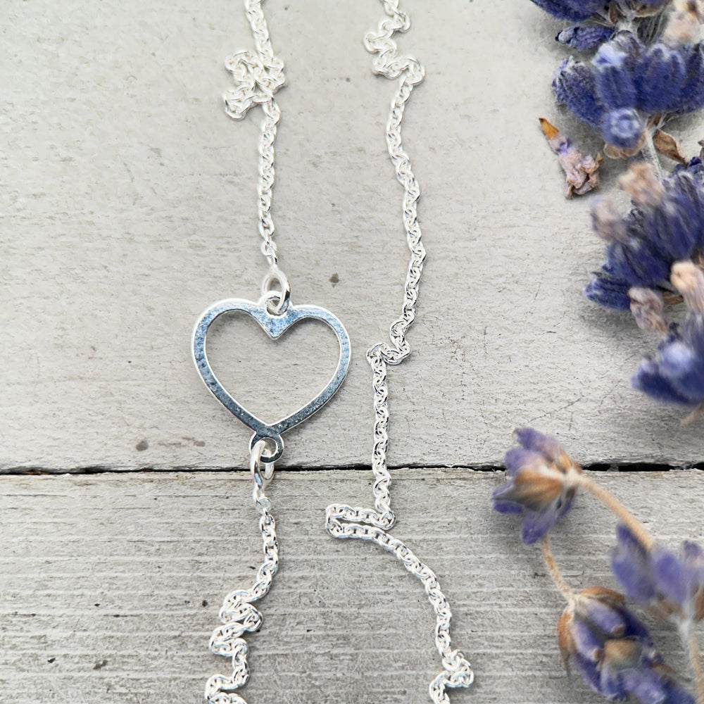 Shiny Sterling Silver Asymmetrical Heart Chain Necklace – 1mm Wide, 18" Length - Italian Solid 925 Sterling Silver Chains - SunlightSilver