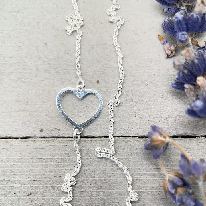 Shiny Sterling Silver Asymmetrical Heart Chain Necklace – 1mm Wide, 18" Length - Italian Solid 925 Sterling Silver Chains - SunlightSilver