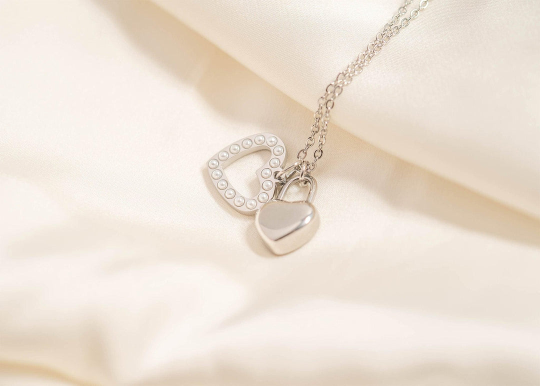 Personalized Heart Lock Necklace • Engraved Padlock Charm • Stainless Steel Love Lock • Custom Name or Date • Anniversary Gift - SunlightSilver
