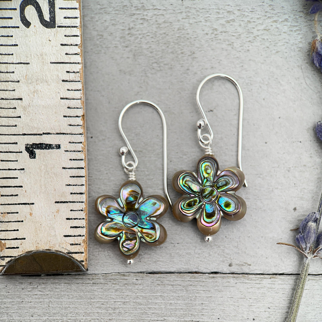 Paua Abalone Shell Flower Earrings - SunlightSilver