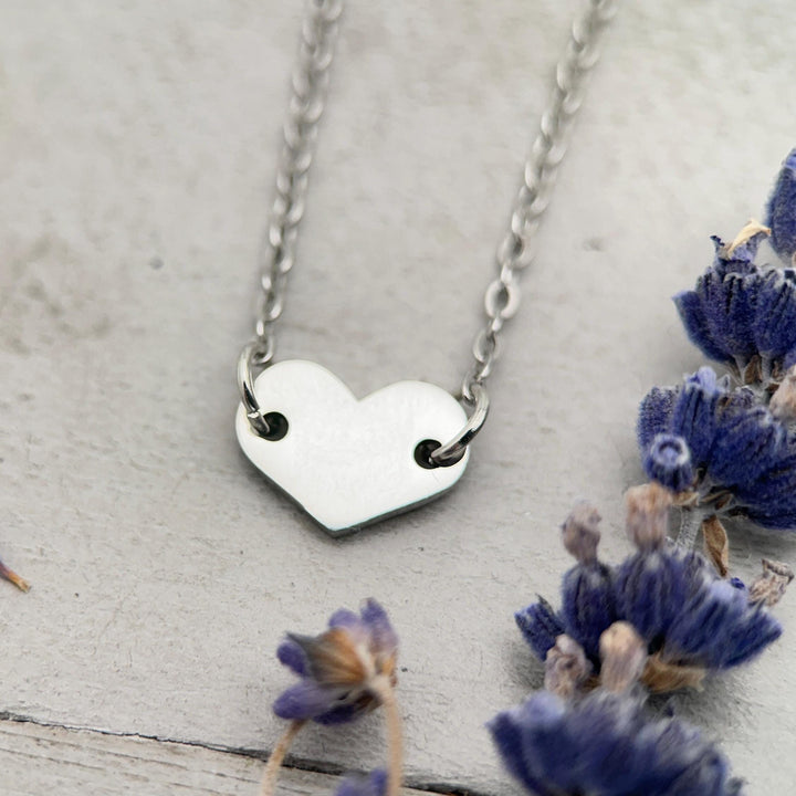 Personalized Heart Necklace • Engraved Stainless Steel Pendant • Custom Initials, Date, Symbol • Gold or Silver • Minimalist Layering - SunlightSilver
