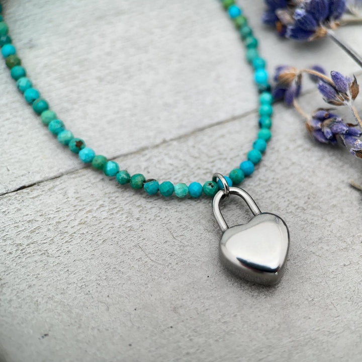 Personalized Heart Lock Necklace • Engraved Padlock Charm • Stainless Steel Love Lock • Custom Name or Date • Anniversary Gift - SunlightSilver