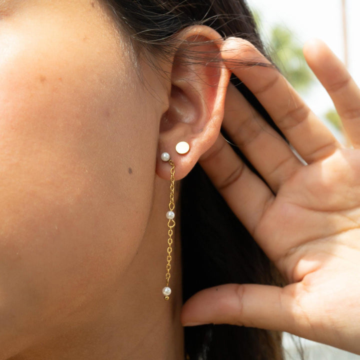 4mm Circle Stud Minimal Earrings • Stainless Steel Studs • Silver or 18k Gold PVD • Optional Engraving or Personalization - SunlightSilver