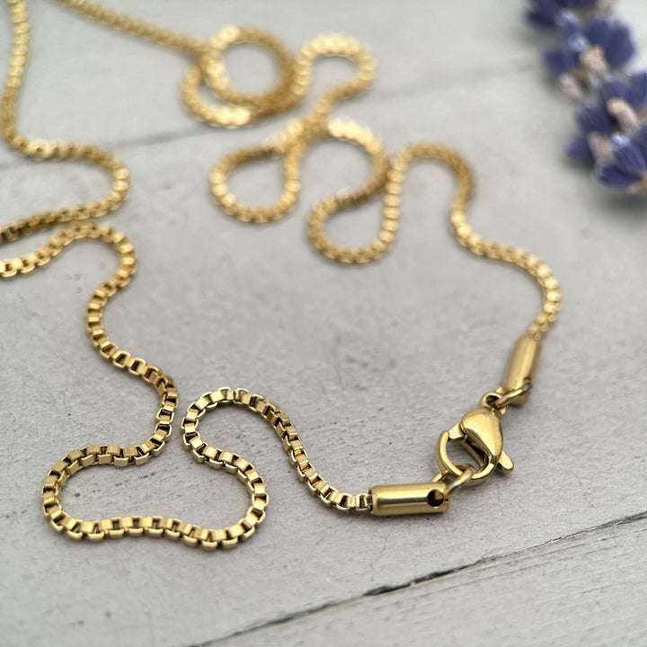 14k Gold Filled Box Chain Necklace - 20 Inch, Thin 1 - SunlightSilver